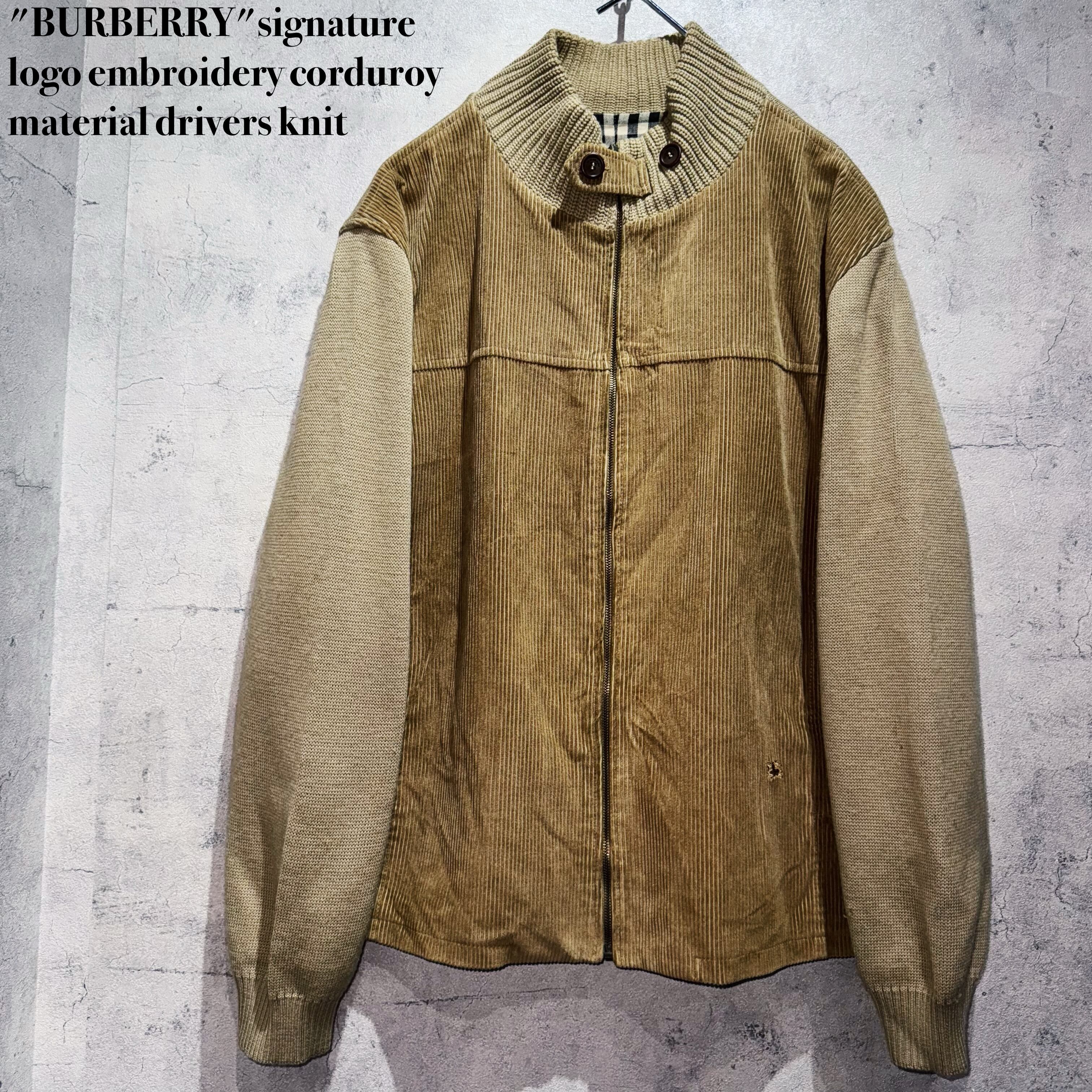 "BURBERRY"signature logo embroidery corduroy material drivers knit