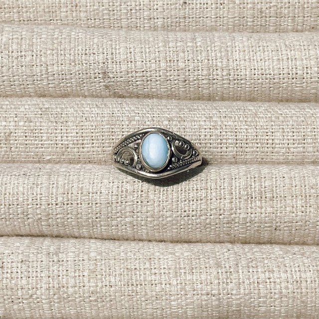 Blue Larimar 925 Sterling Silver Oval Ring