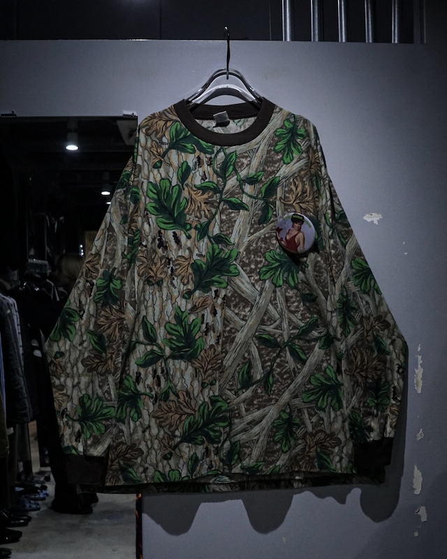 【add (C) vintage】90's Pinback Button Custom Vintage Real Tree Camouflage L/S T-Shirt