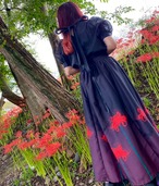 [komagire×Spider Lilyコラボ]ハイウエストギャザースカート(受注生産品)