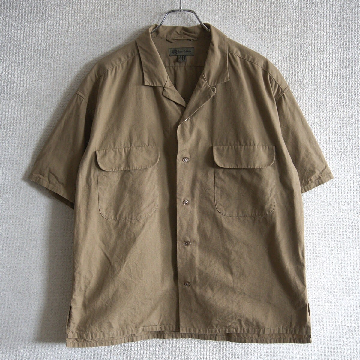 美品】NIGEL CABOURN 【OPEN COLLAR SHIRT COTTON TWILL】48 ネイビー
