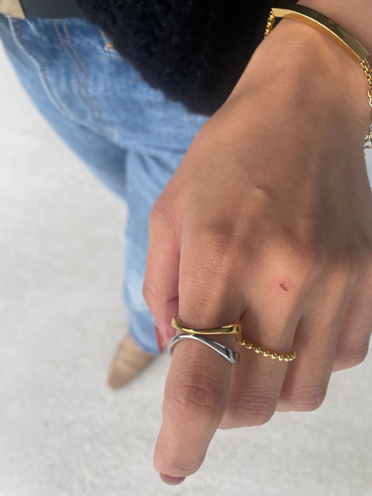 SS バイカラーラインリング