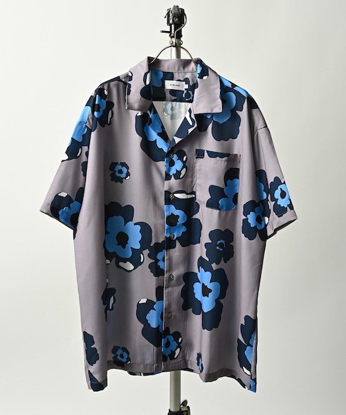 ATELANE Flower print short-sleeved open shirt (GRY) 26A-15020