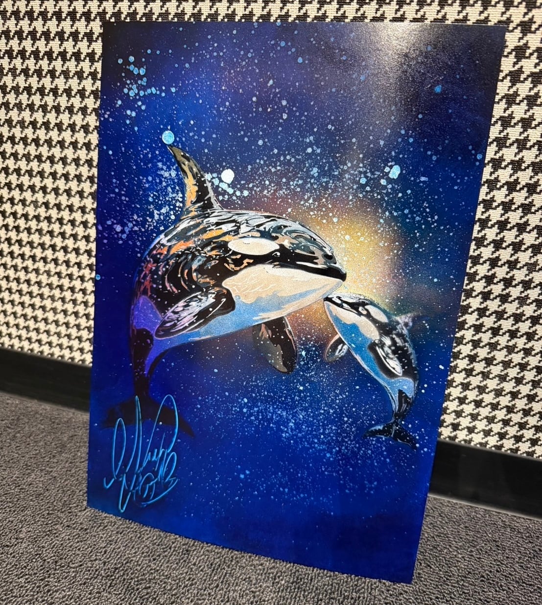スプレーアートエデン イルカ 原画 額縁付き スプレーアートエデンショップ