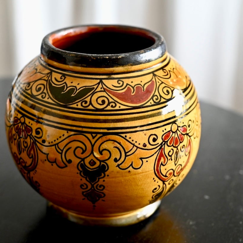 倣古土器（かわらけ）壺花入 骨董 鵫雰 江戸～明治 　J0124E 倣古土器（かわらけ）壺花入 骨董 鵫雰 江戸～明治 J0124E