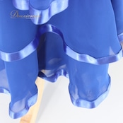 社交ダンス 衣装 スタンダード 上下セット ツーピース レッスンウェア パーティ衣装 レース 青 Create-Sun クリエイトサン ブルー系 上下セット ダンスウェア スカート トップス レディース ポリエステル ロイヤルブルー ストレッチ パーティー用 発表会 レッスン 生地 薄手 おしゃれ かわいい 使いやすい