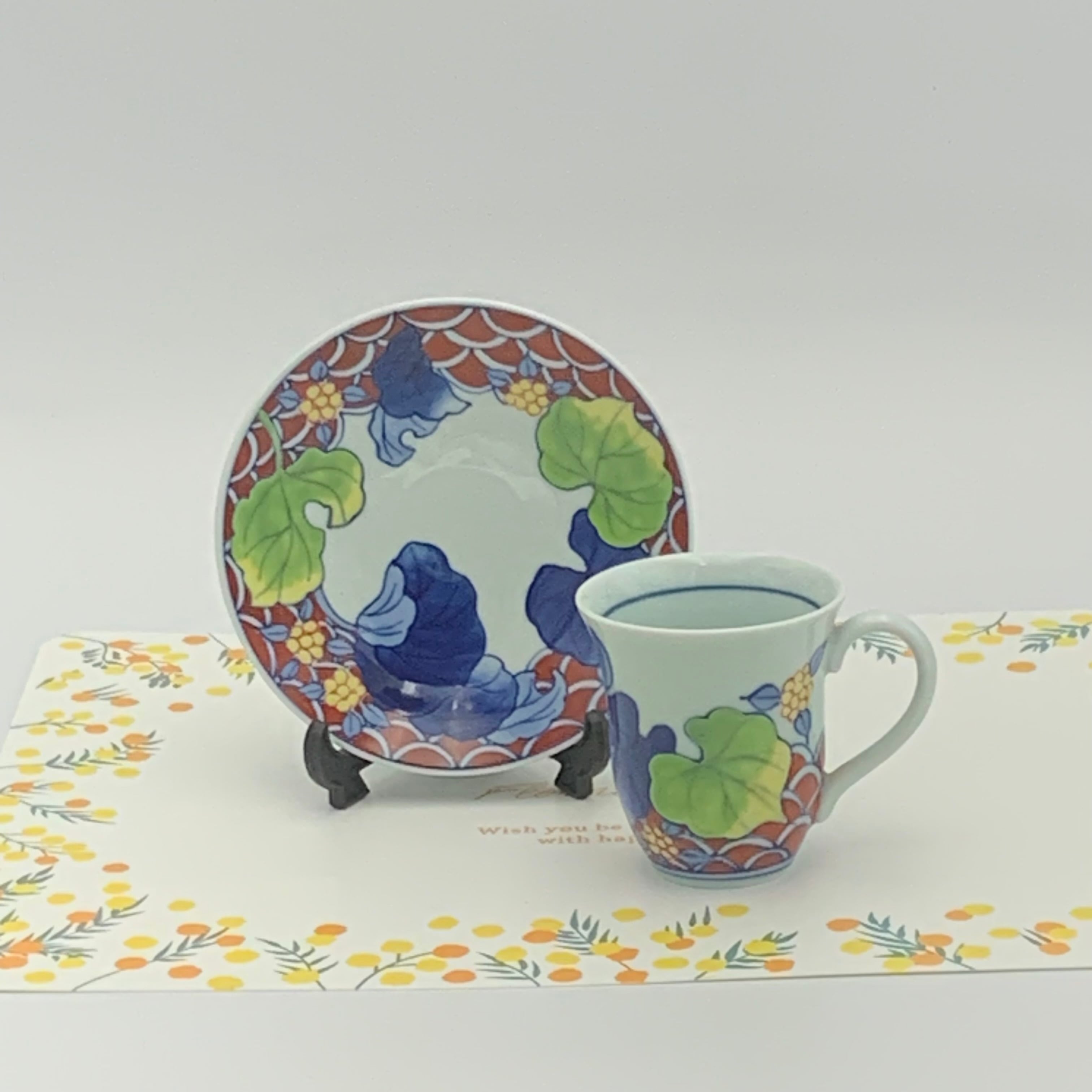 有田焼 染錦青海波高台 珈琲碗皿 カップ＆ソーサー | 有田焼ショップ