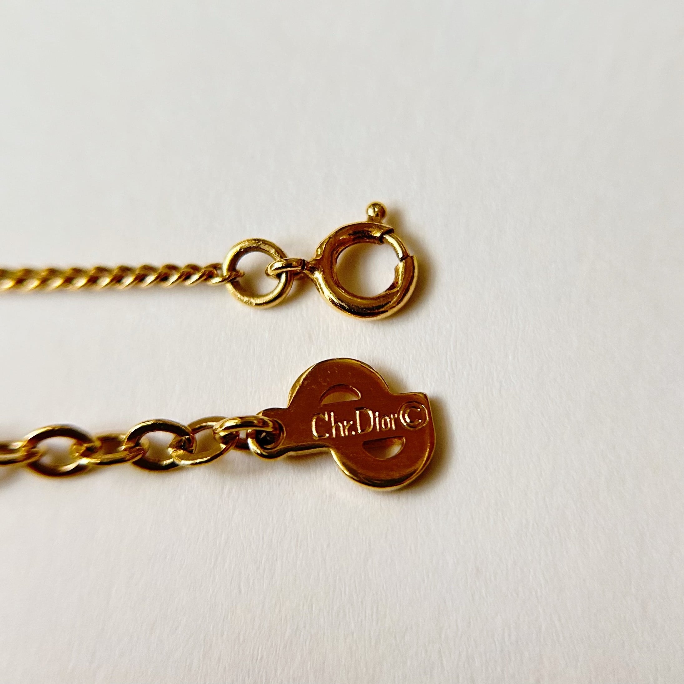 N5152】Christian Dior logo heart rhinestone necklace/クリスチャン