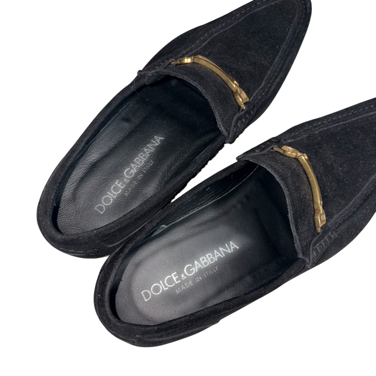 DOLCE&GABBANA black suede DG bit loafers