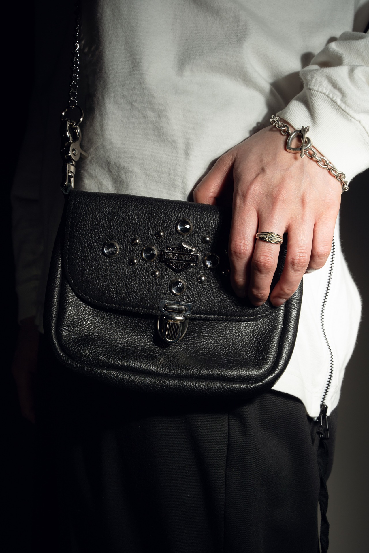 90s HARLEY-DAVIDSON® Official Studded Leather Mini Shoulder