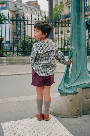 【予約/送料無料】Shirt MONCEAU - gingham beige & gray / Maison Marelle