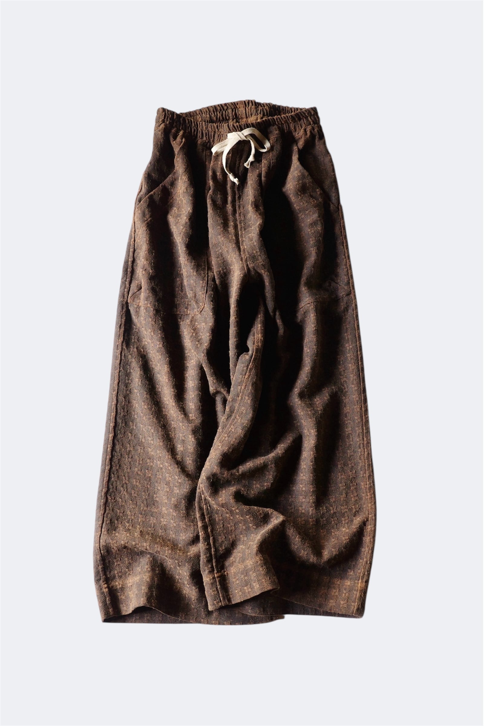 O project【WIDE EASY PANTS/ DORO DYED SILK COTTON -Dark Brown-】