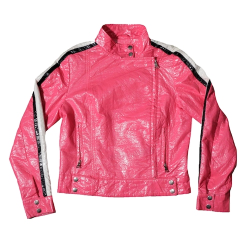 ShockingPink 70s PolyBikerJacket