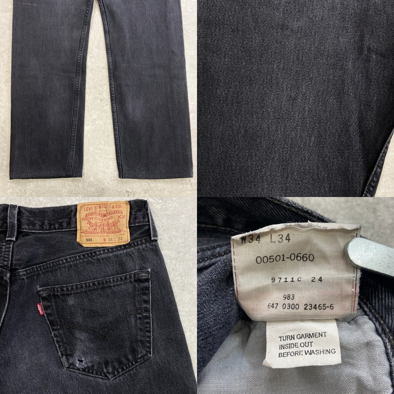 00年代 Levi's リーバイス 501 ブラックデニムパンツ メンズW32相当
