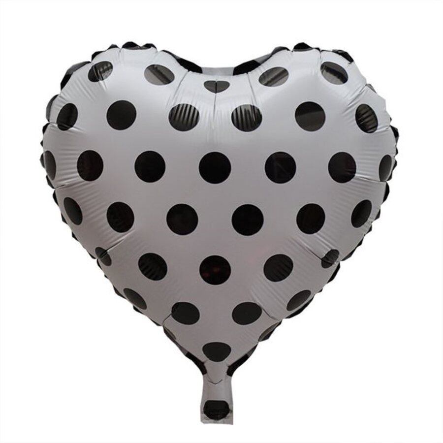 ドットハート 風船 ホワイト アルミハート バルーン 風船 割れにくい 特大 誕生日 飾り付け イベント ドット 結婚式 二次会 パーティー セット モノトーン ぺたんこ配送 Hb 047 幸せを運ぶ風船shopフロンティアバルーン