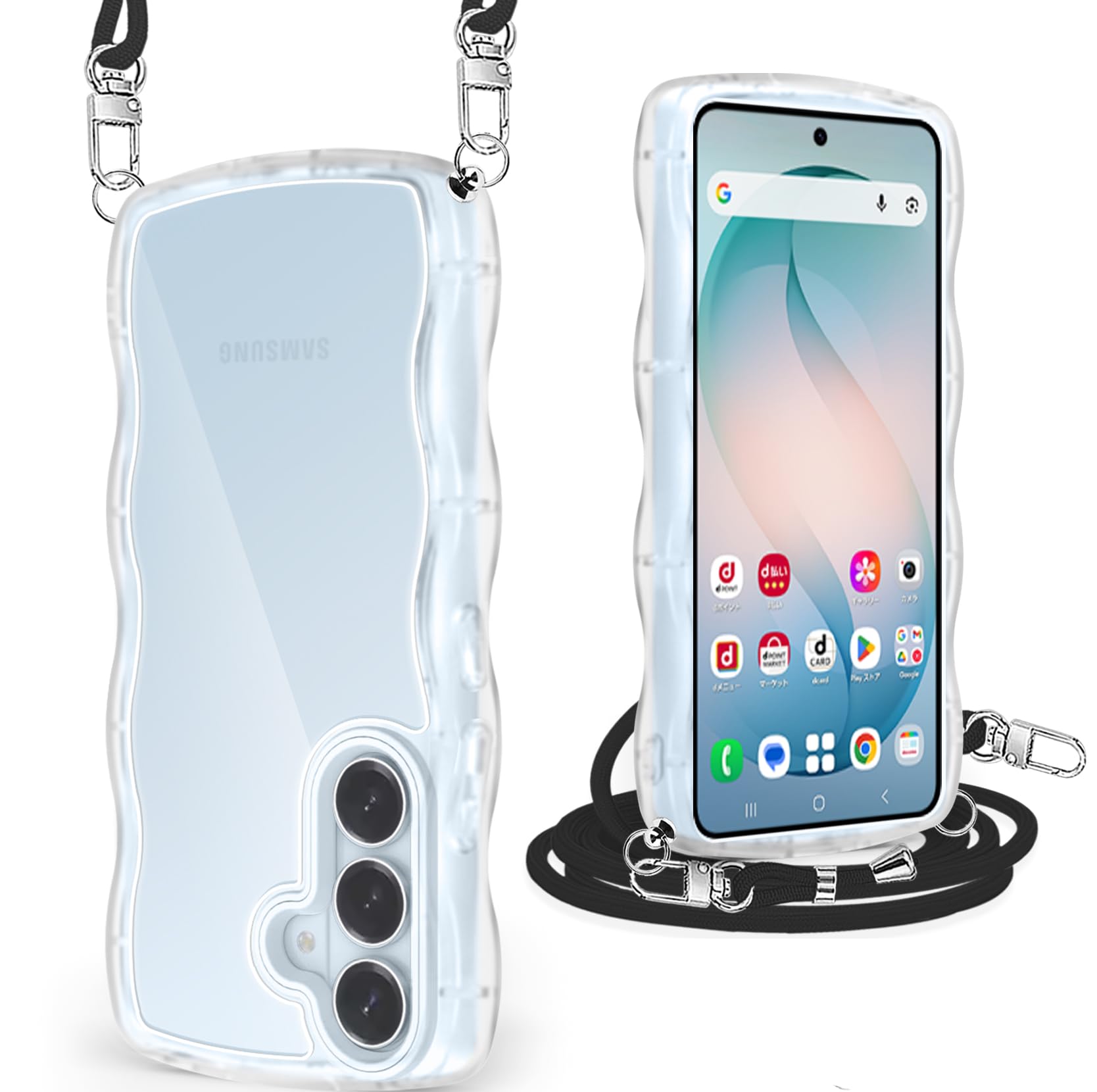 Yungsome For Samsung Galaxy S26 ケース クリア ショルダー かわいい 耐衝撃 ギャラクシーS26 スマホケース ストラップ付き 取り外し可能 長さ調整可能 首かけ 肩掛け SC-51G カバー 透明 薄型 軽量 TPU (クリア)