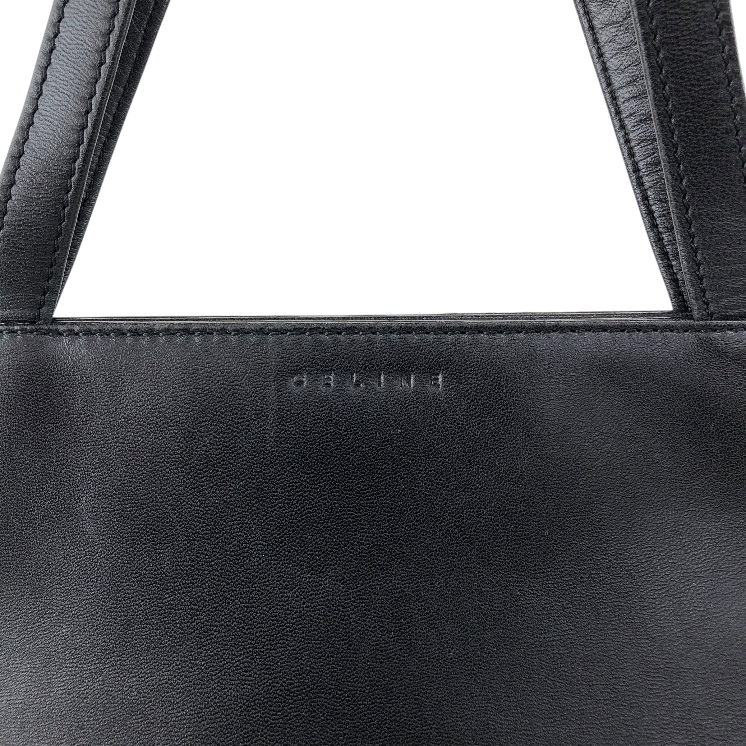 CELINE セリーヌ トートバッグ ブラック ロゴ レザー vintage