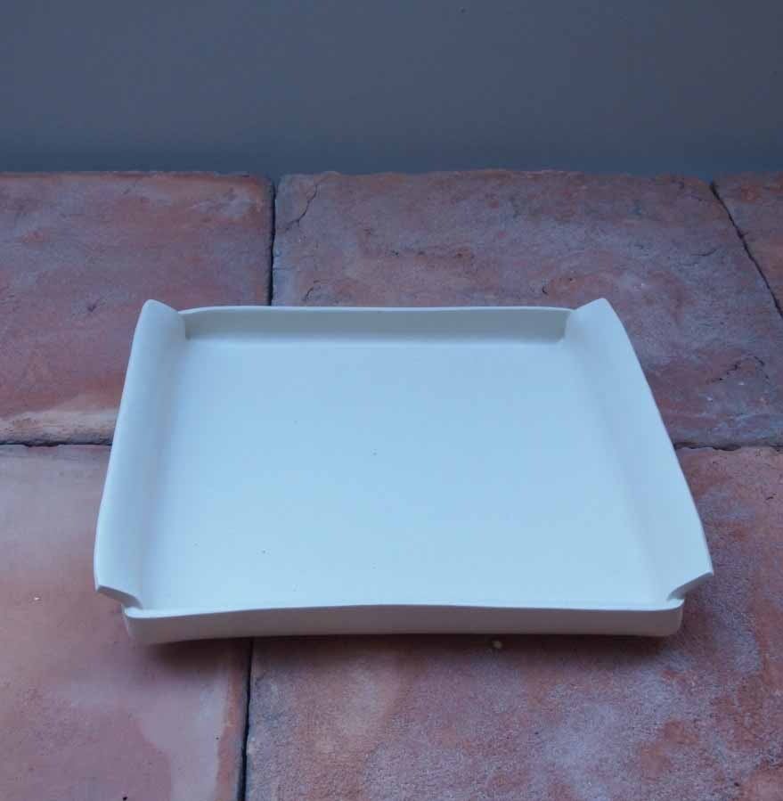 野上薫(陶) 四角平皿(半磁土)