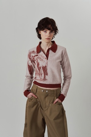 Jacquard Polo Knit / RED