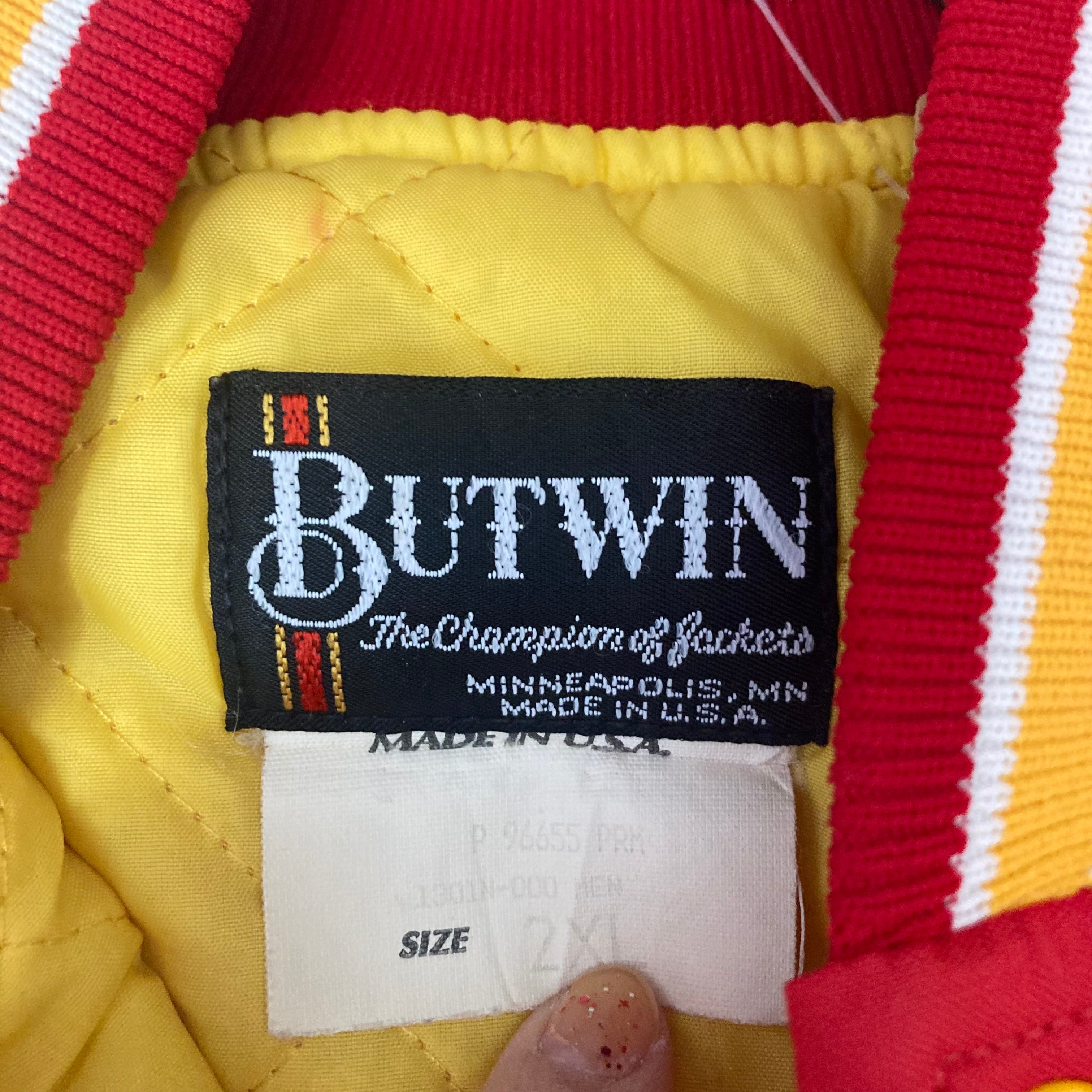 Made in USA】【80s】【ラグランスリーブ】BUTWIN ナイロンスタジャン 