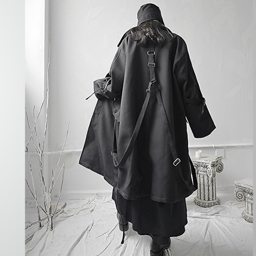【即納M】ゴシックアウター コート ハーネスベルト オーバーサイズ