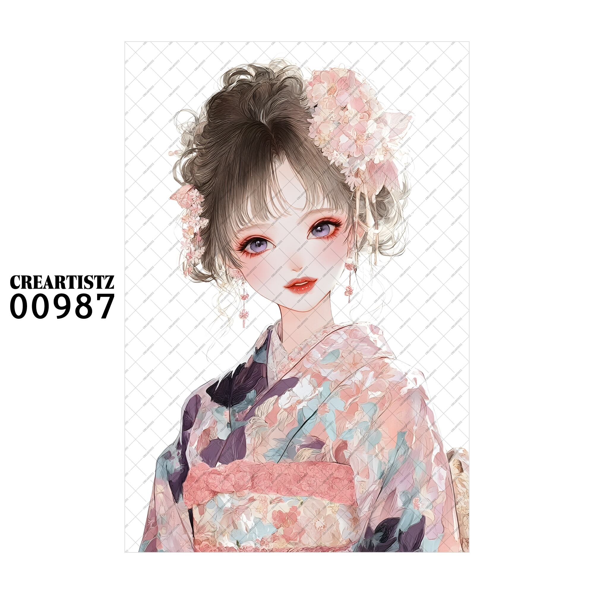 00987 ガール キュート オリジナル ペーパー/ステッカー 4枚セット CREARTISTZ