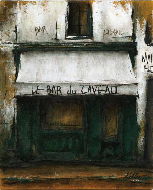 風景画 パリ 油絵「LE BAR du CAVEAU」 | KatsuArtGallery