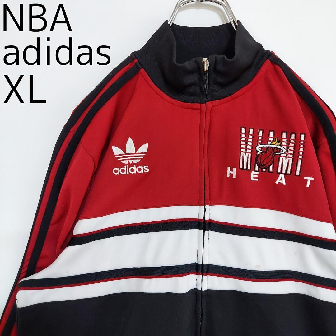 アディダス NBA トラックジャケット 刺繍ロゴ XL ブラック黒赤 マイアミ | fuufu powered by BASE