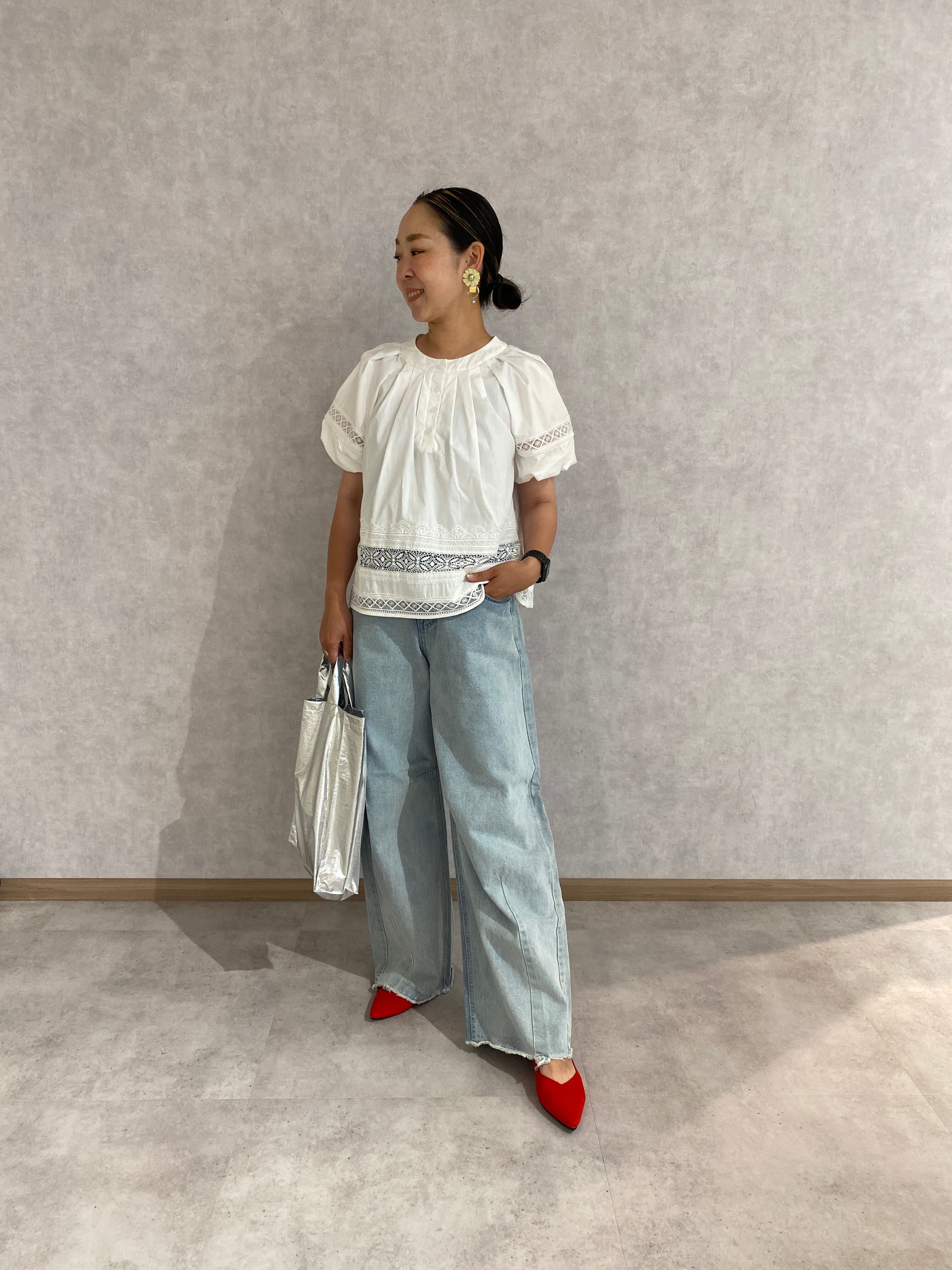 cocoon denim wide pants