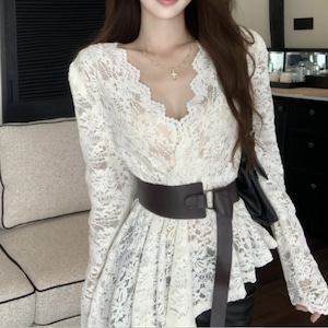 4色/イレヘムレースカシュクールブラウス ・12704 4色/イレヘムレースカシュクールブラウス ・12704