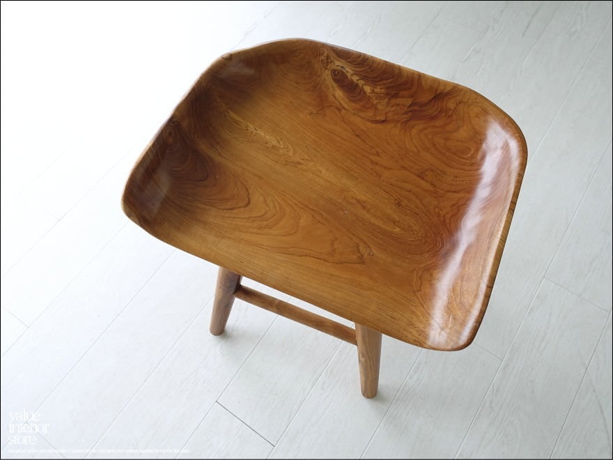 チーク無垢材 チェアPriv-low03 スツール 椅子 プリミティブチェア イス 素朴 無垢材家具 座面約42cm 世界三大銘木