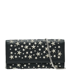 ジミーチュウ スタースタッズ チェーンウォレット ブラック レザー レディース JIMMY CHOO 中古
