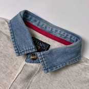90s リネン混 CHAPS RALPH LAUREN チャップス ラルフローレン 切替デザイン 半袖 ポロシャツ M/アイボリー系 メンズ ビンテージ