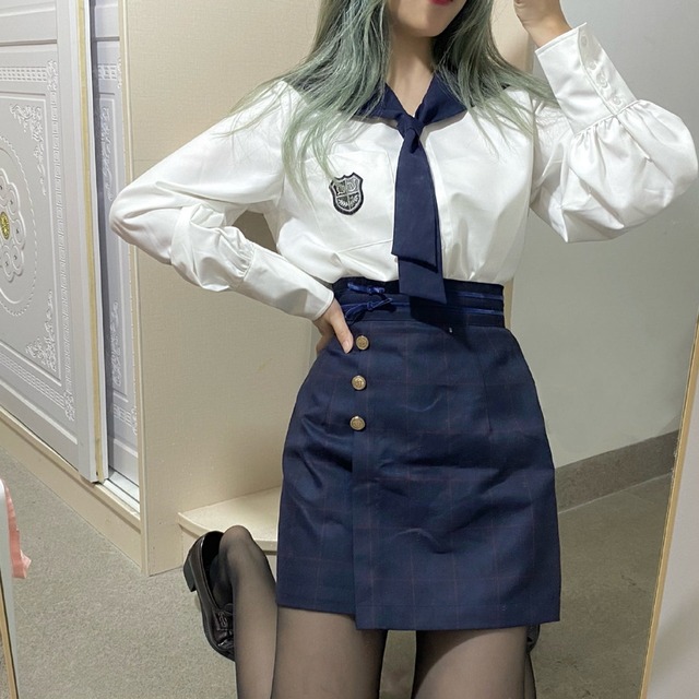 天使と悪魔 セーラー シャツ カレッジスタイル フェミニン かわいい Jk制服 スカーフ 原宿 量産型 韓国ファッション 10代 代 天使と悪魔 サブカル系ファッション Seasonz