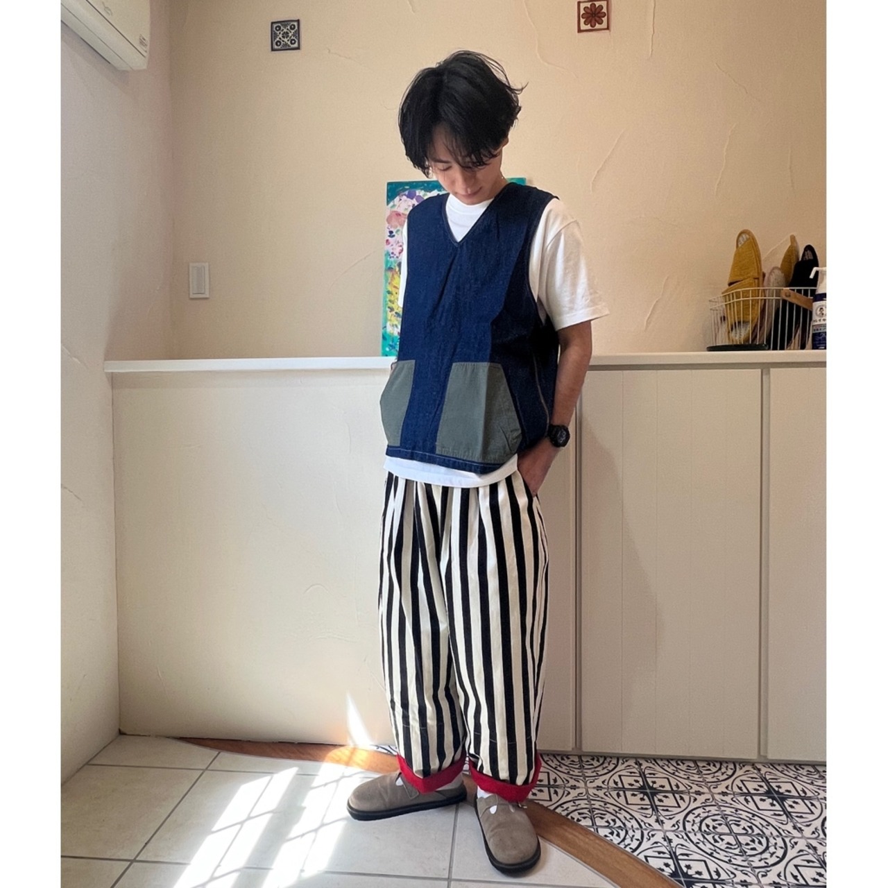 [potto.]chill pants stripe