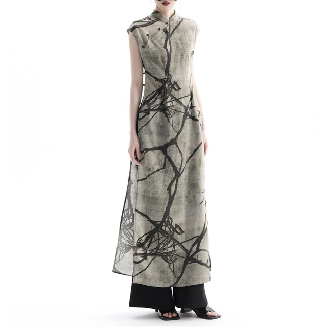 Abstract ink cheongsam one-piece C1612