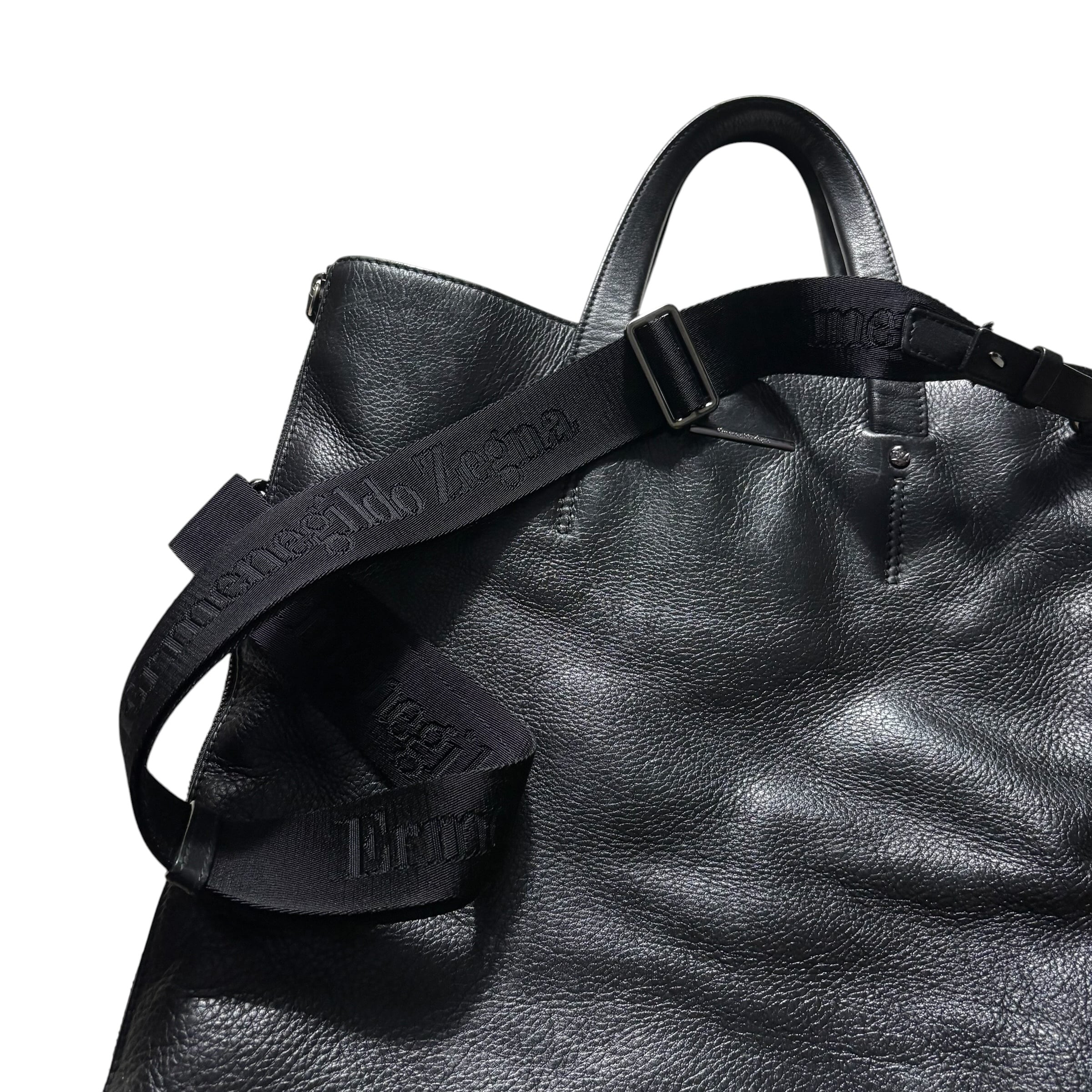 ERMENEGILDO ZEGNA black leather tote bag | NOIR ONLINE