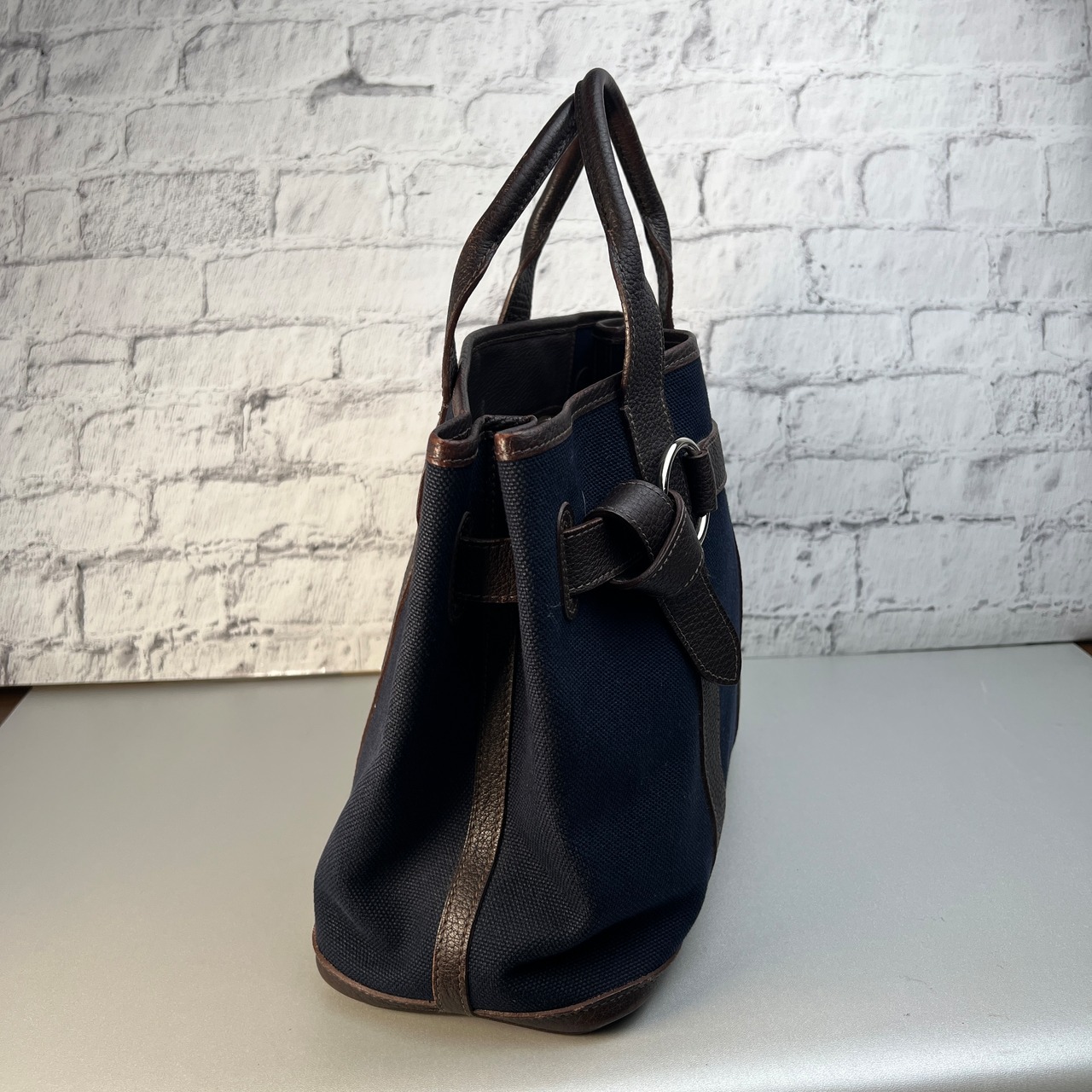 HERMES エルメス  □J刻印 キャンバス トートバッグ ブルー A-10082