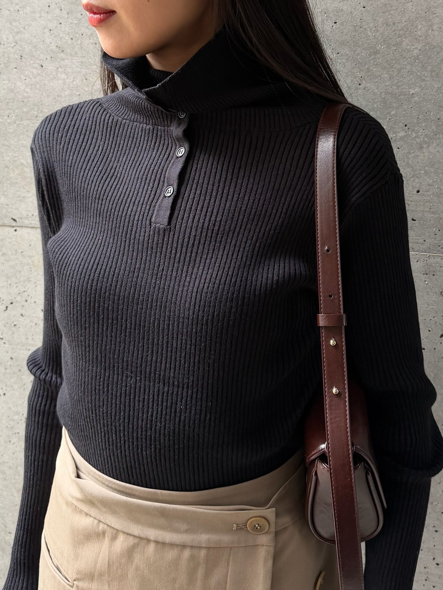 COMFORTABLE AIRBAG BUTTON TURTLENECK(コンフォータブルエアーバックボタンタートル)【5534061】select by Bou jeloud