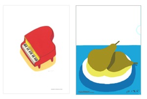 安西水丸 クリアファイル2種セット （ピアノ・西洋梨）