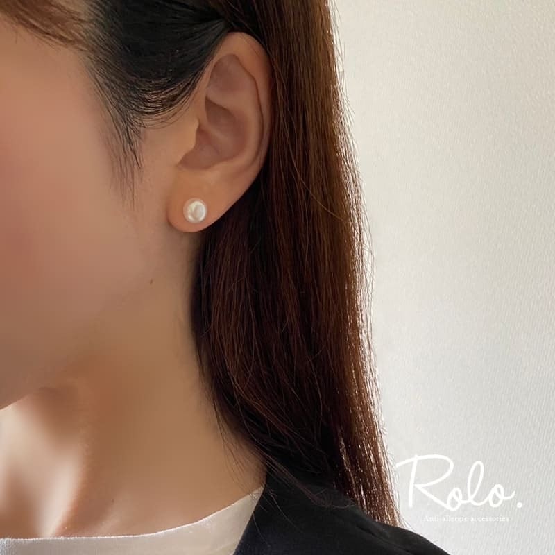 8mm 淡水パールスタッドピアス シルバー999 | Roloshop BASE店