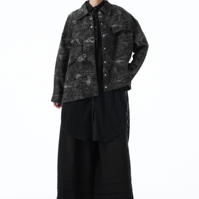 オーバーサイズ ボックスシルエット ドロップショルダー ボタンシャツジャケット 2color JK0279