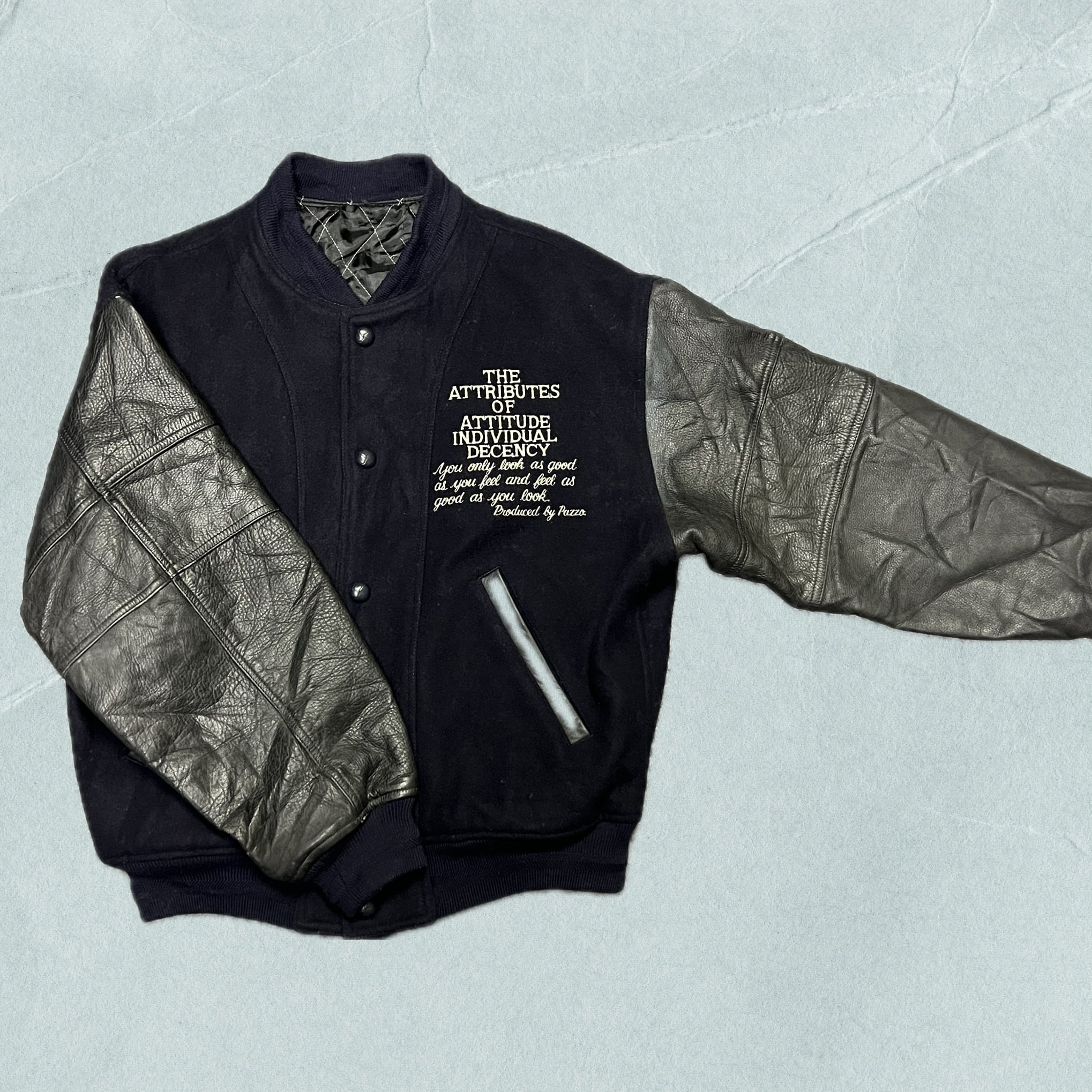 R105】PAZZO CLUB パッゾスタジャン 刺繍 牛革レザー ウール バイ