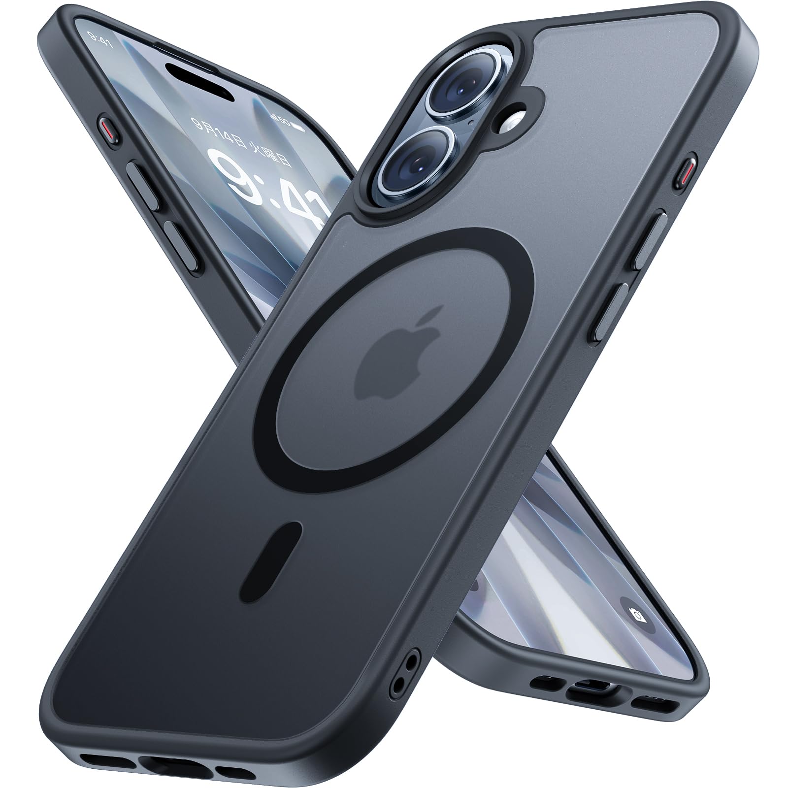 Miracase iPhone 17 ケース【MIL米軍規格】耐衝撃 傷防止 指紋防止 黄ばみ防止 25W急速充電対応 半透明 黒