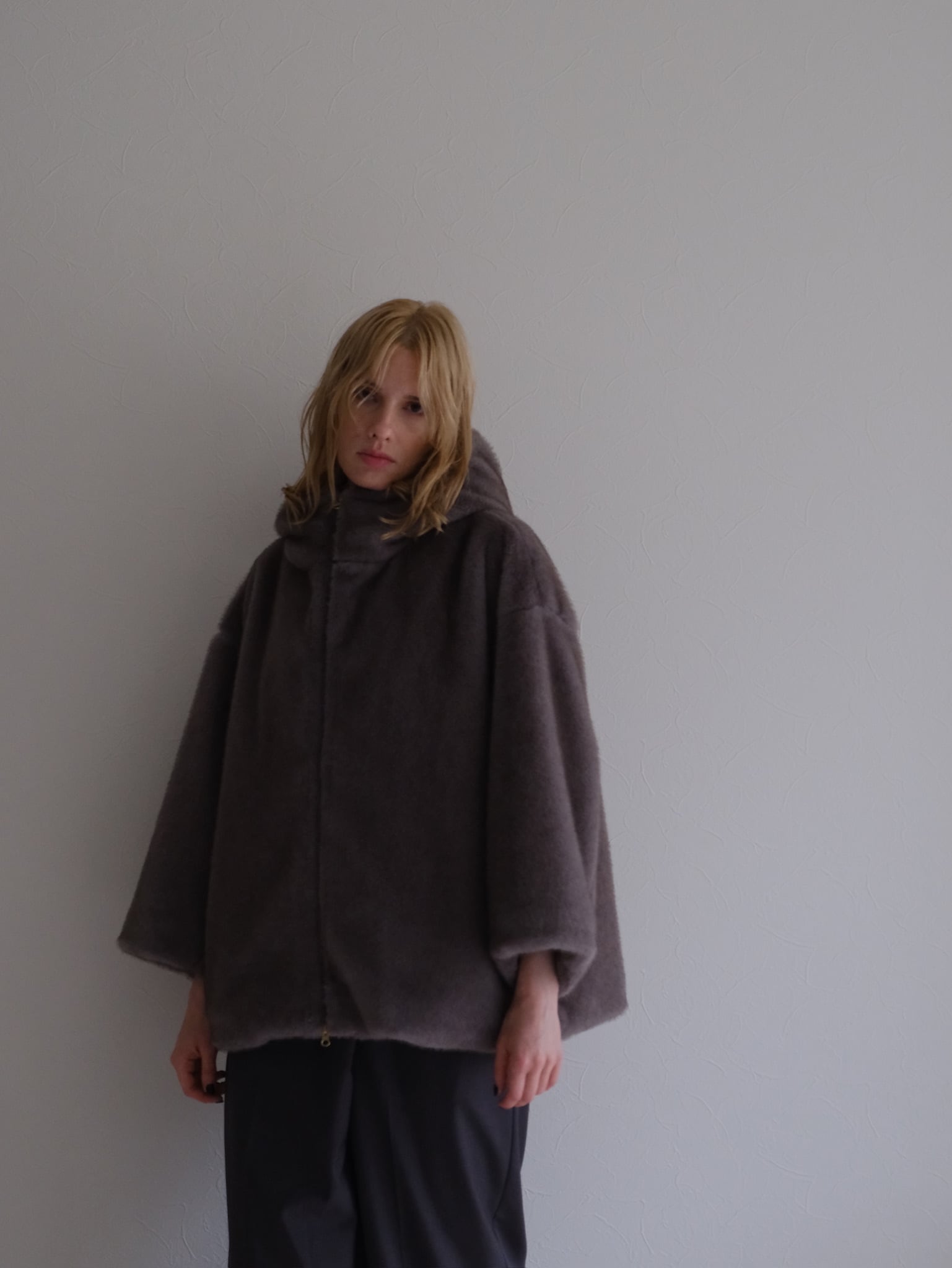 eco fur hoodie blouson (gray) | e L L a