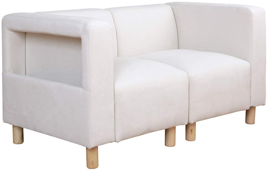 ポケット付き 2人掛け ソファ コンパクト ソファー 2P 収納付き