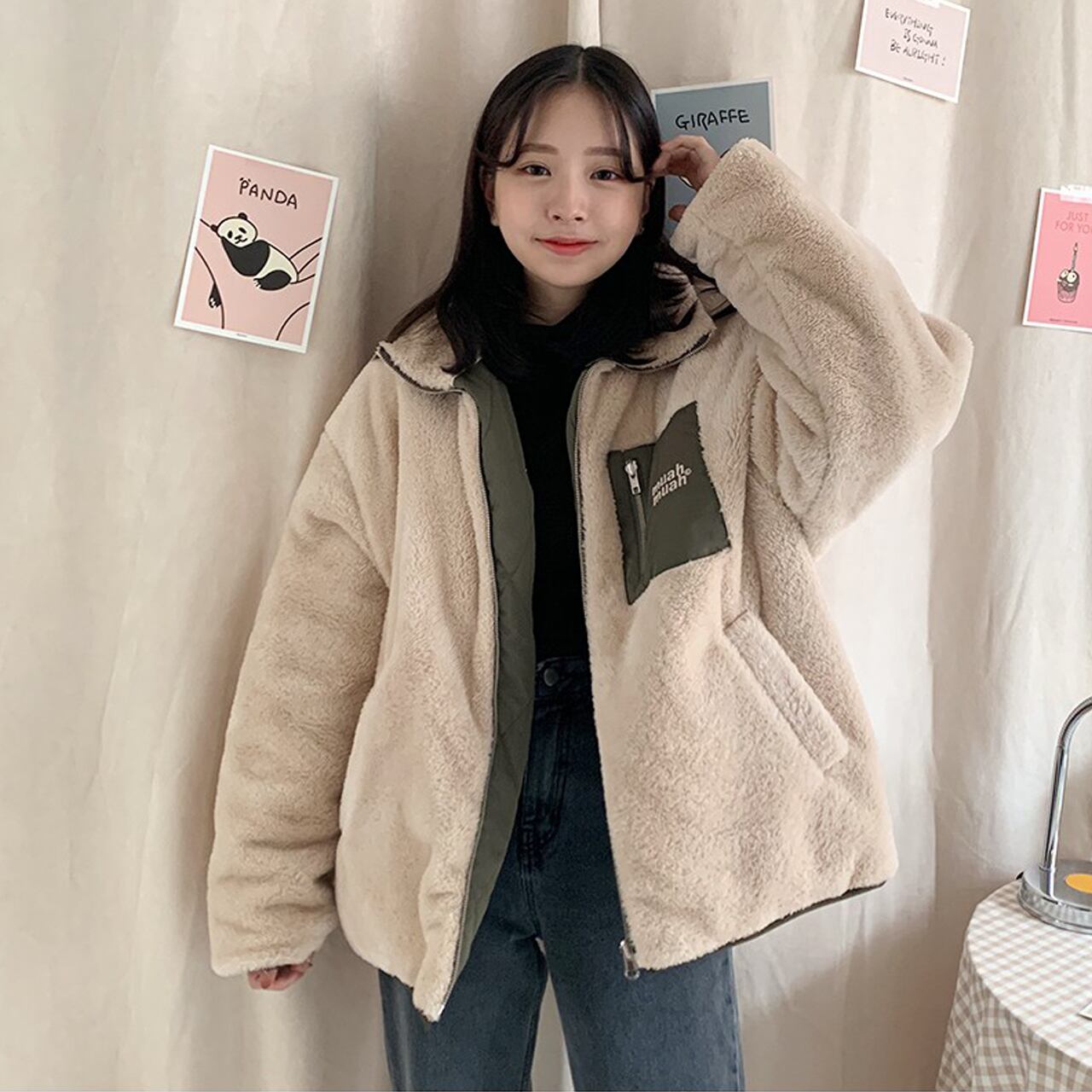 MUAH MUAH] REVERSIBLE MUAH FLEECE JUMPER (3 color) ムアムア 正規品 