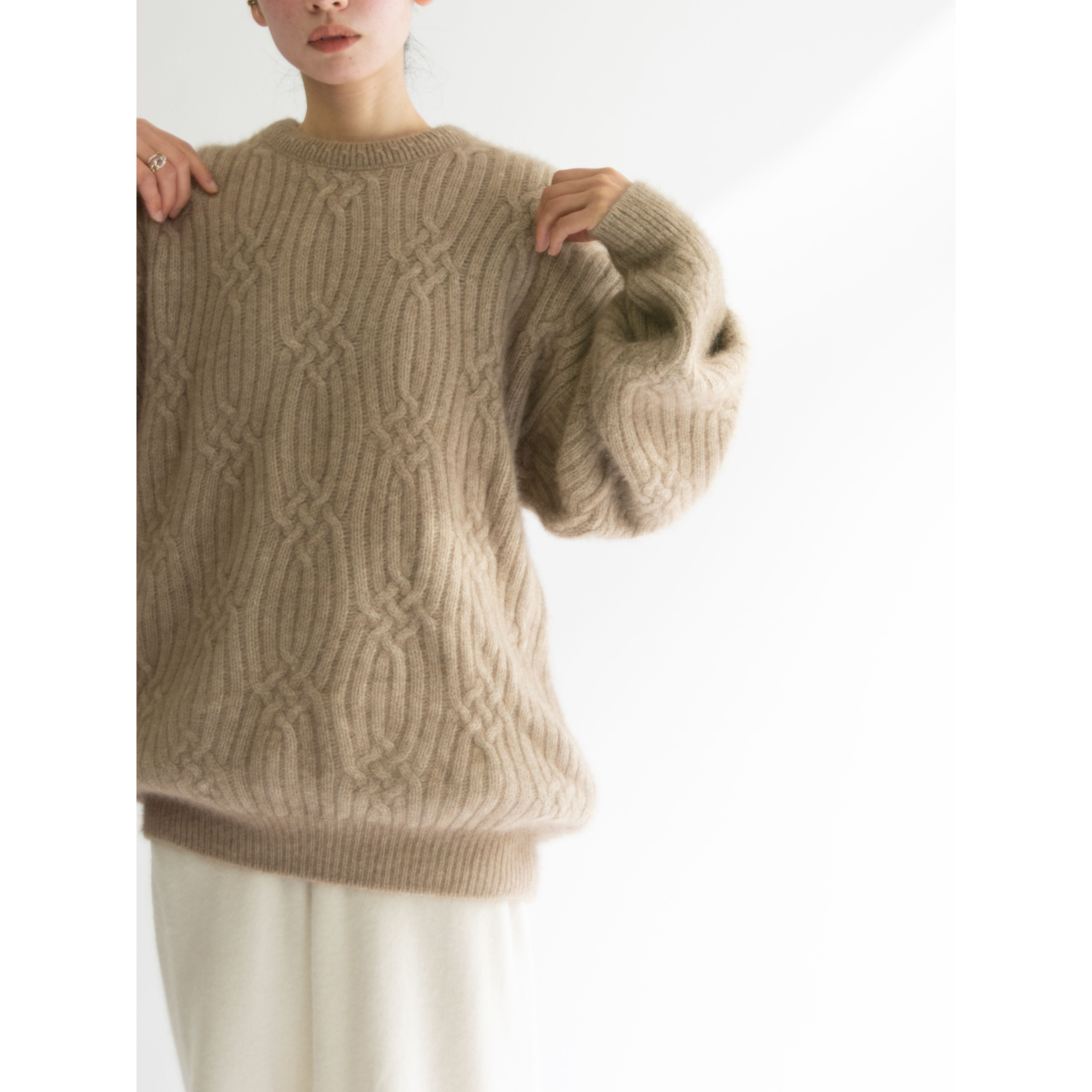 【Countrytime】Made in New Zealand Wool-Possum-Nylon Sweater（ニュージーランド製 メリノウール ポッサムファー ナイロン クルーネックセーター ニットプルオーバー）
