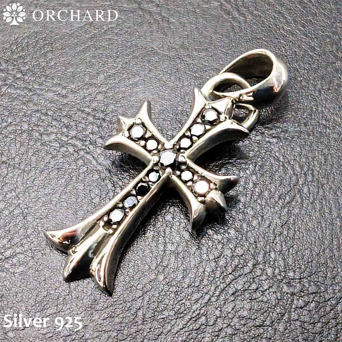 シルバー925 ペンダントトップ Silver925 メンズ レディース クロス ブラックジルコニア 高級感