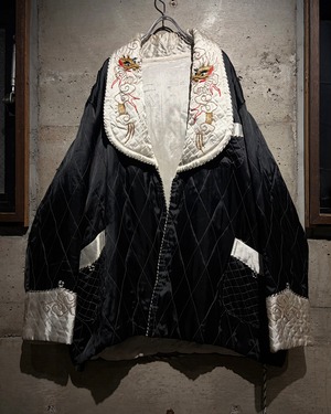 【Caka】50's Dragon Embroidery Vintage Loose Smoking Jacket